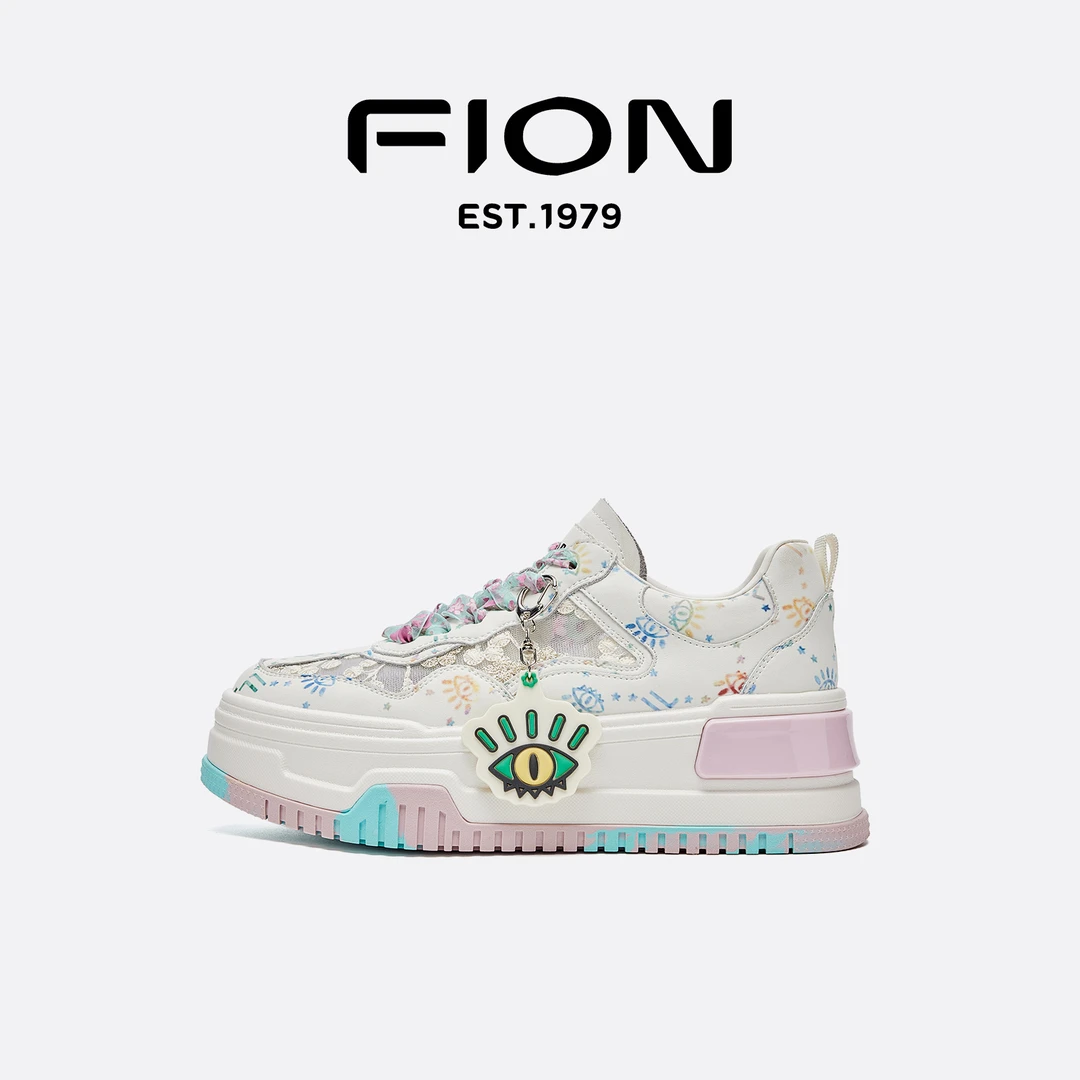 Fion/菲安妮女鞋2025春季新款透气休闲板鞋厚底时尚百搭潮流小众