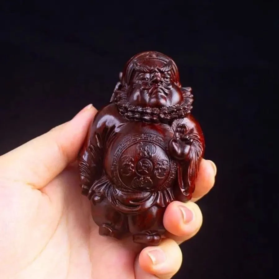 紫檀木雕刻钟馗手把件文玩车挂家居摆件随身盘玩