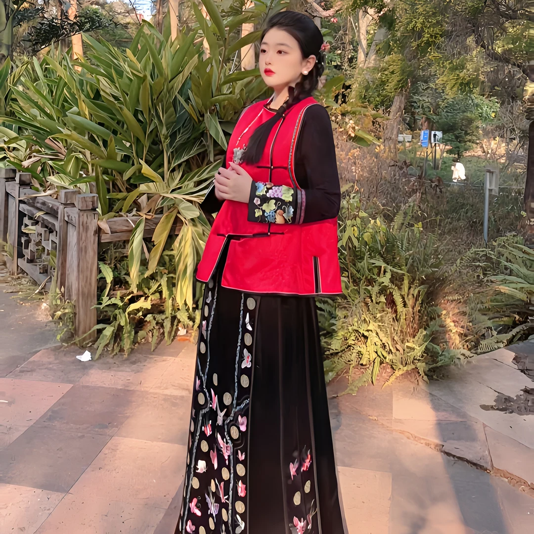 (千寻)一揽芳华新国风百分百桑蚕丝绣球花提花马甲加棉加厚