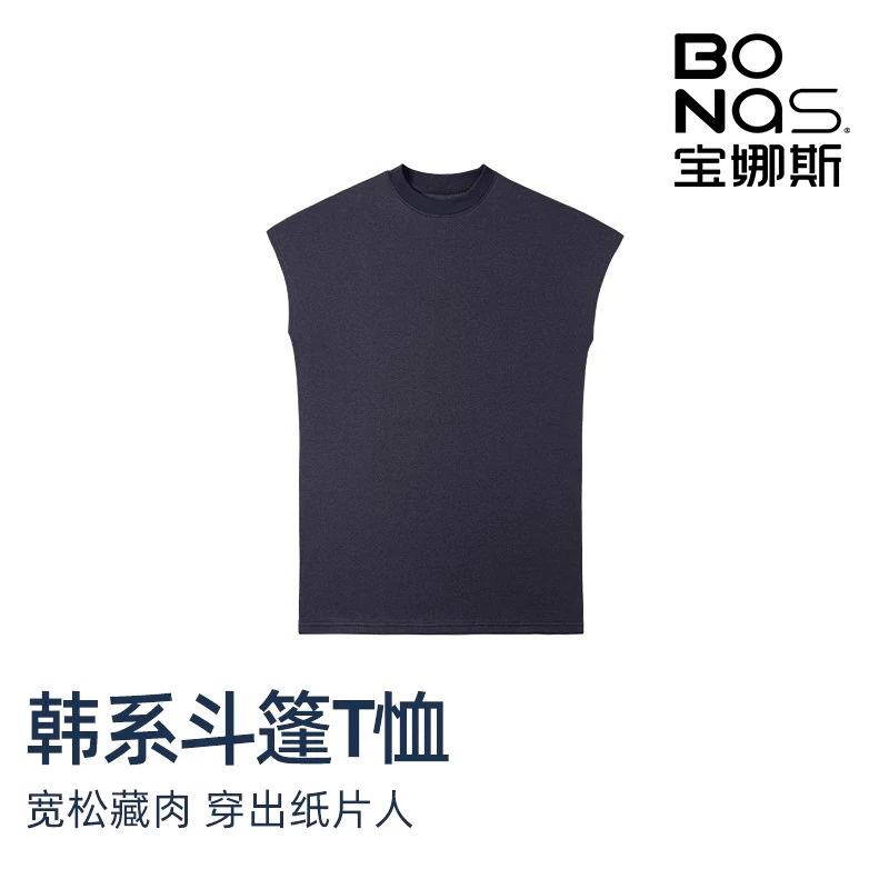 BONAS/宝娜斯韩版夏款休闲大码宽松日千金风斗篷小飞袖T恤 8152-F