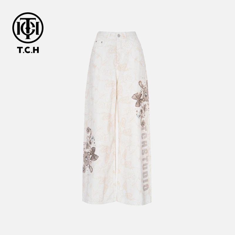 TCH秋款烫钻新时尚淑女百搭新潮流牛仔裤T75C20E5059轻奢tch