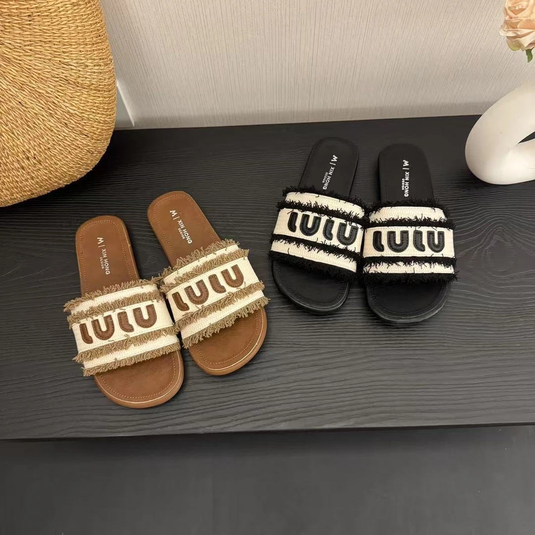 平底韩版流苏凉拖鞋女2025夏季新款外穿百搭软底一字法式度假沙滩