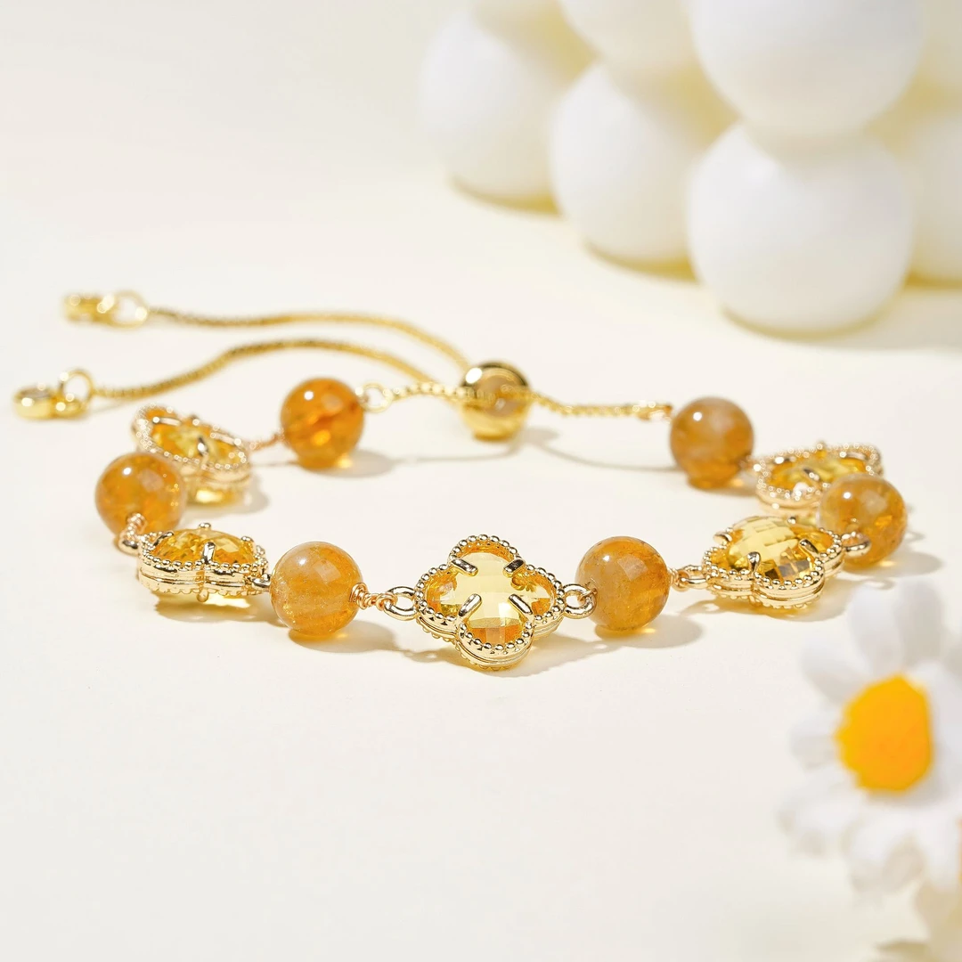 【人间富贵花】四叶草黄水轻奢设计款手链XX35029