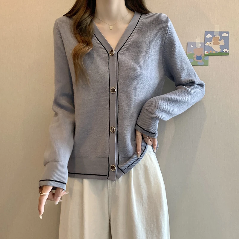 8298大码女装2023秋装新款洋气百搭针织上衣胖MM宽松毛衣开衫外套