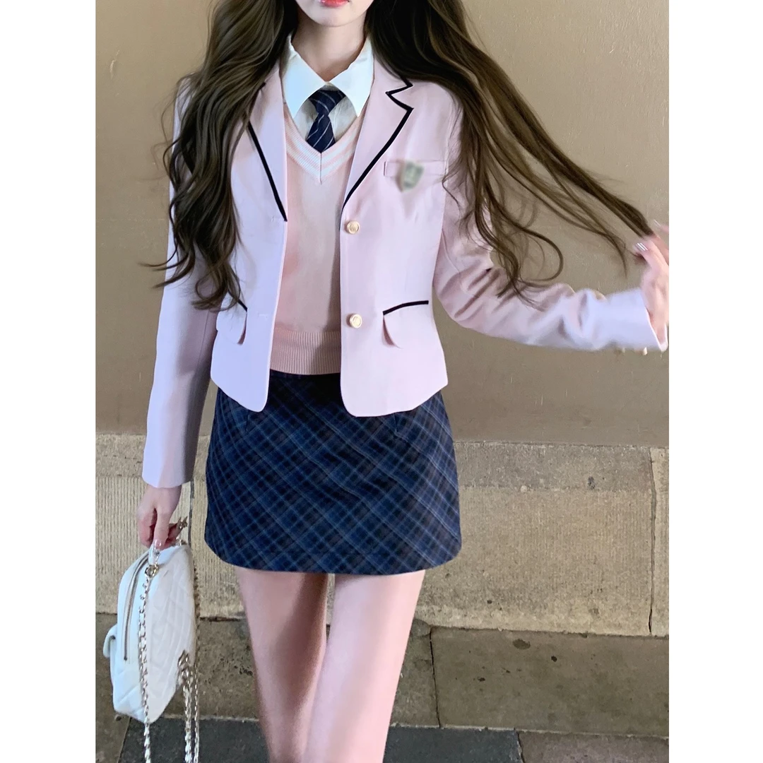 【悉尼日记】2025秋季新款衬衫马甲西装外套配短裙学院风制服套装女