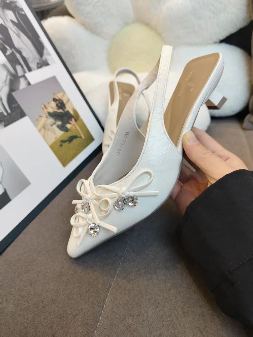 内增高包头凉鞋仙女鞋2025年新款夏季尖头法式凉单鞋2203G