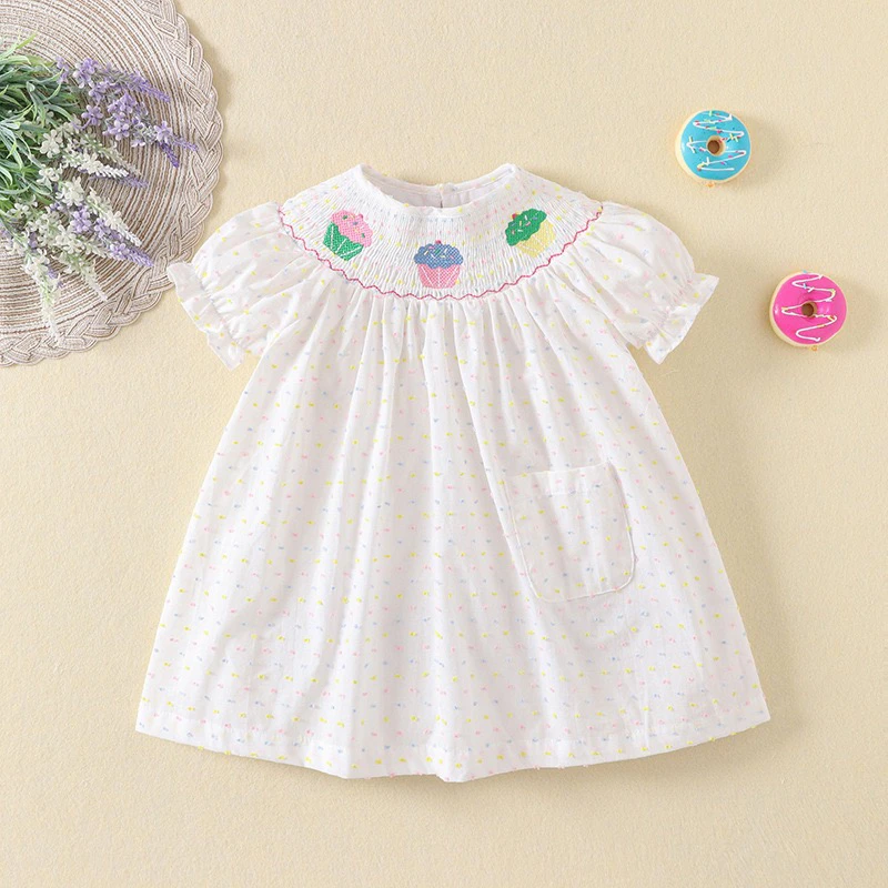 裙子夏季女宝公主风连衣裙打揽裙女孩夏季刺绣女儿童连衣裙泡泡袖