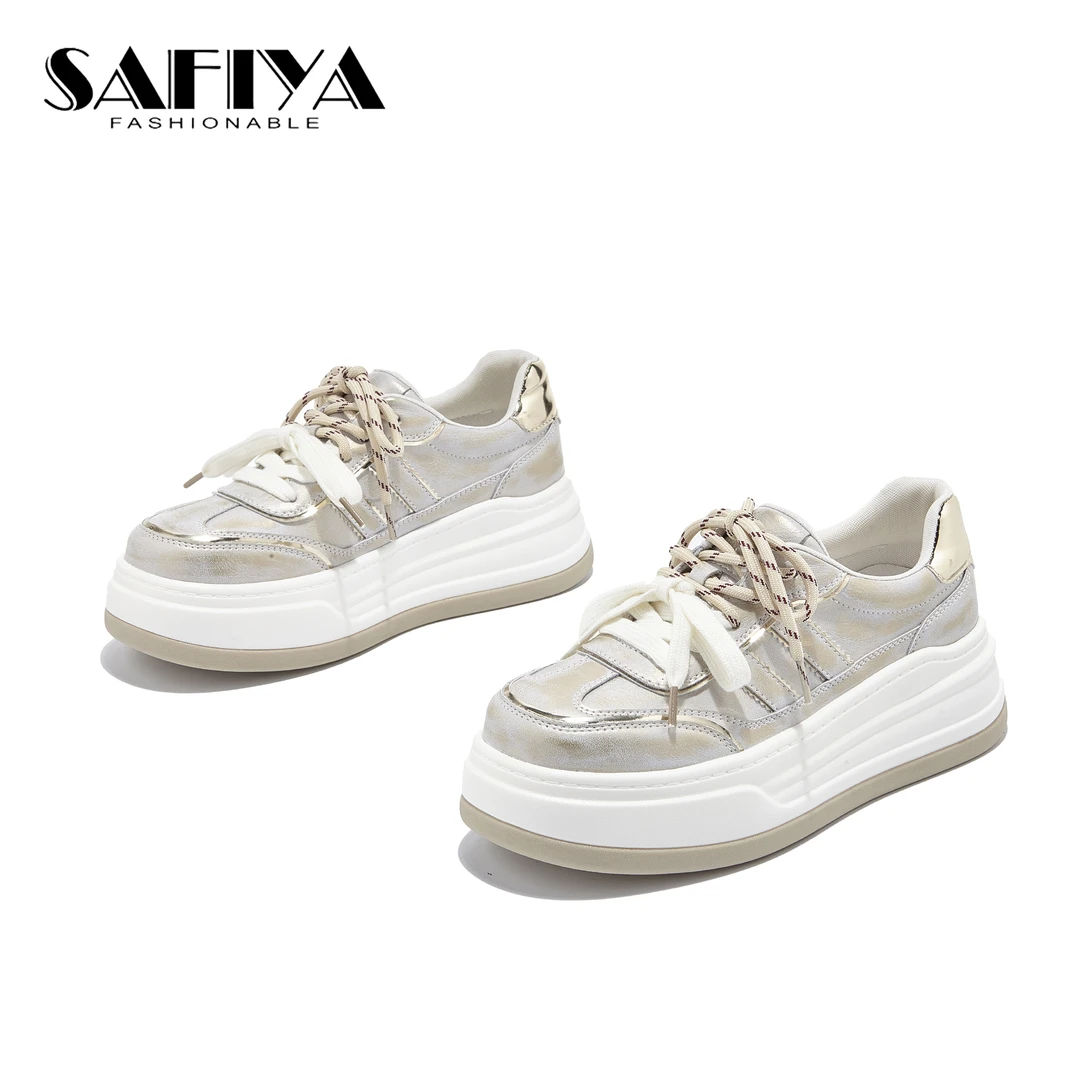 索菲娅Safiya2025春季新款厚底擦色百搭时尚休闲小白鞋SFD1111A82