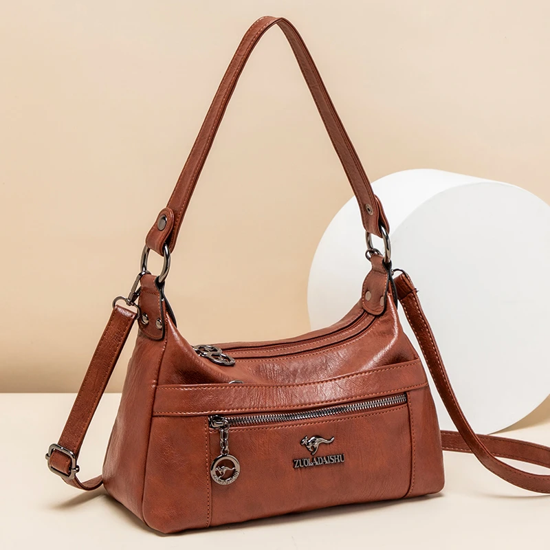 女士时尚单肩斜挎包软皮百搭包包大容量轻奢女包斜跨包女手拎2971