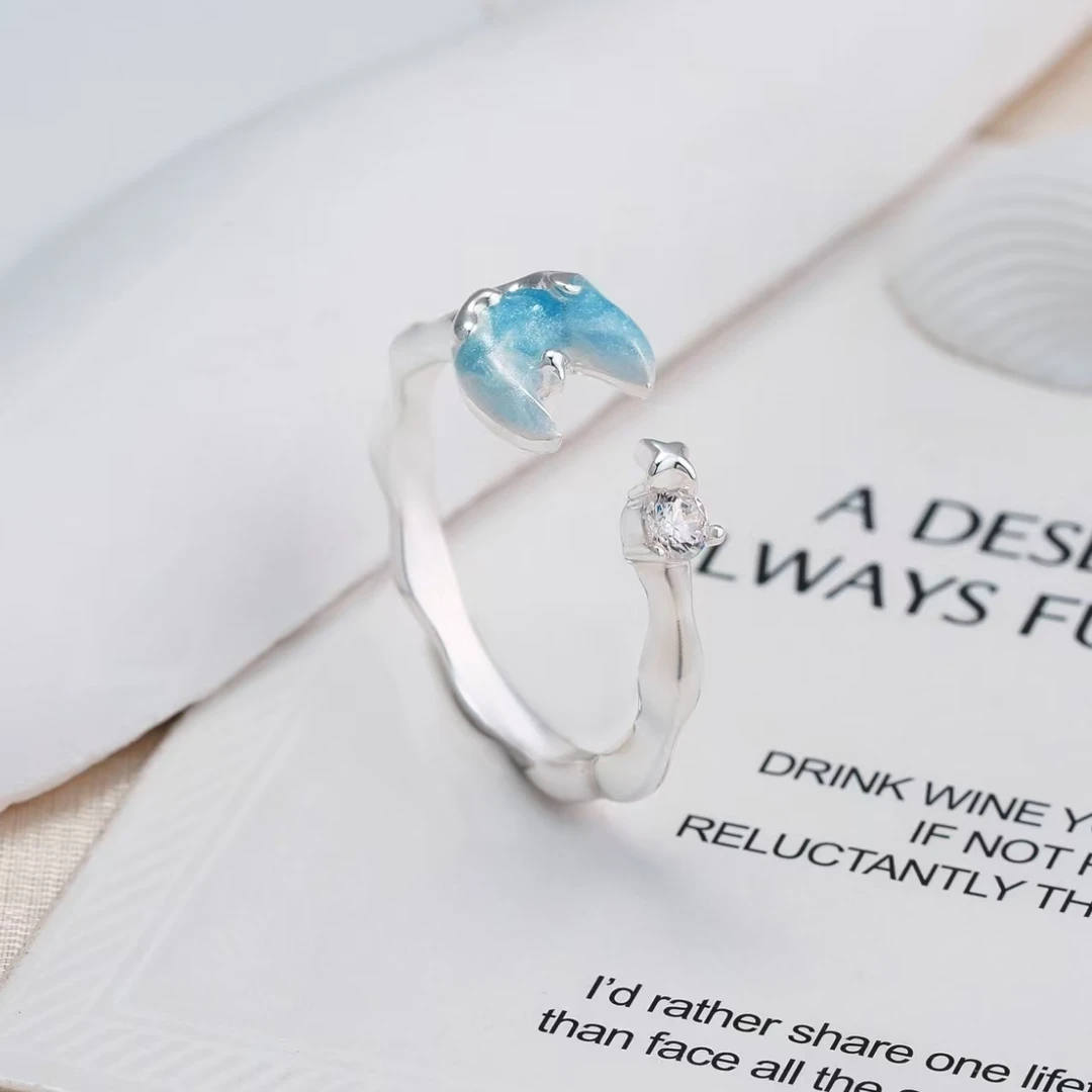 非金属合成锆石戒指 【月色星空】气质百搭时尚经典小众镶嵌戒指