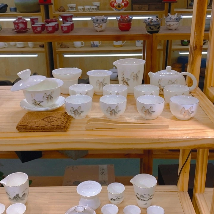 【不止】羊脂玉瓷茶具套装