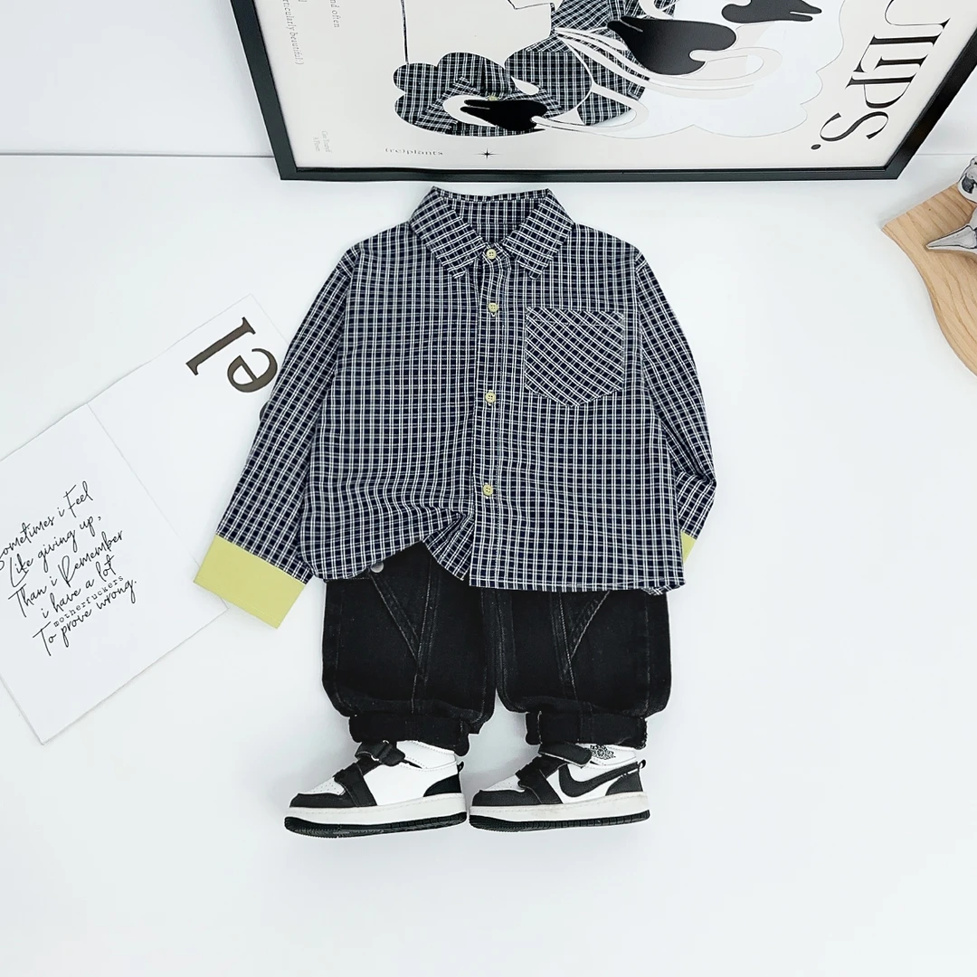 儿童衬衫长袖2025新款男童秋冬上衣洋气潮牌BQ25877Y悠悠童话童装