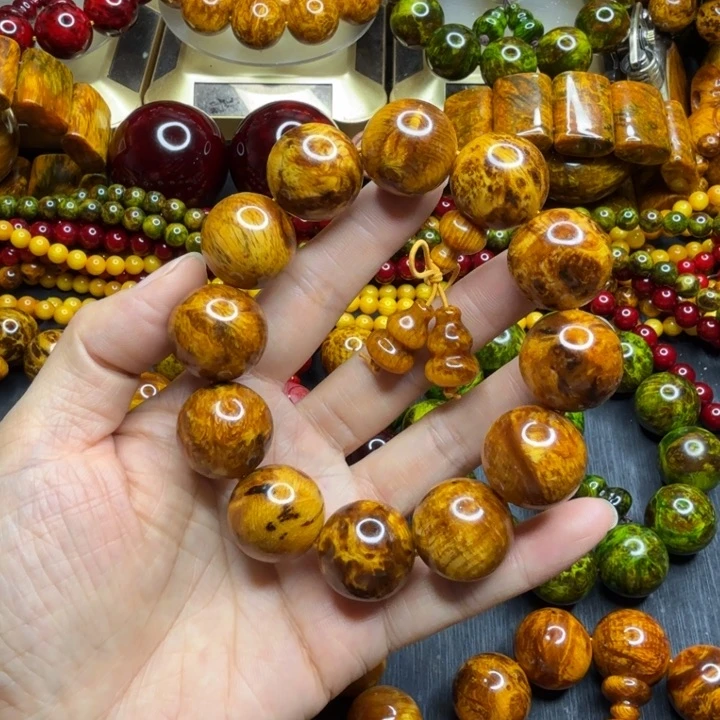 松木琥珀木文玩手串