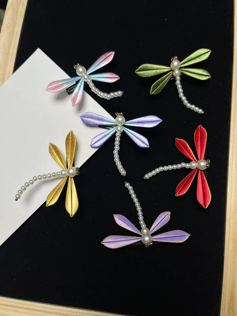 缠花纯手工蜻蜓发夹百搭日常头饰