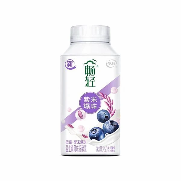 伊利畅轻利乐冠蓝莓紫米爆珠风味发酵乳250g/瓶 蓝莓酸奶爆珠酸奶风味酸奶