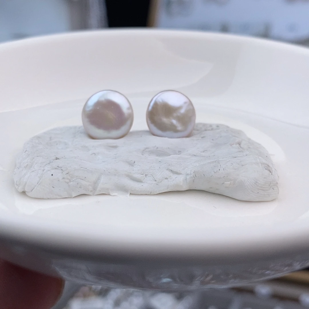 银S925镶嵌淡水珍珠耳饰