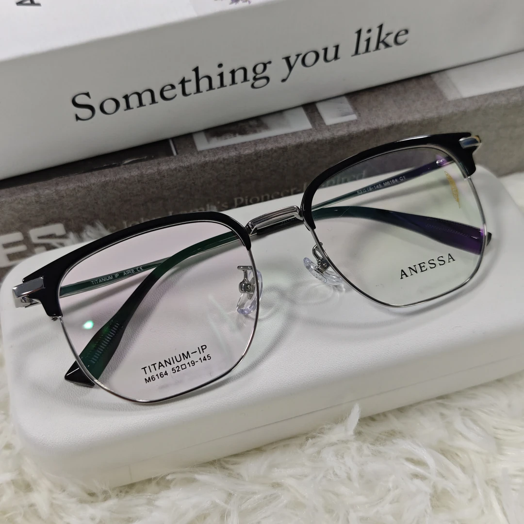 超轻半框斯文痞帅近视眼镜架眉线框可配度数男女防蓝光变色眼镜框