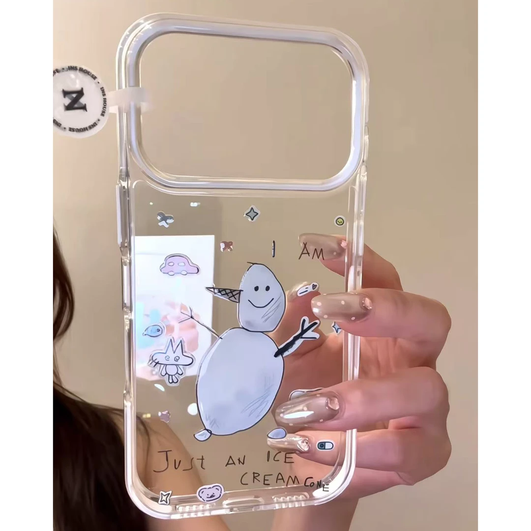 英文雪宝适用苹果15Pro手机壳13硅胶XSMax/xr/12女16/14p套