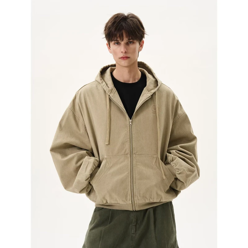 美式复古春秋季新款2025连帽夹克山系工装港风宽松廓形休闲外套男