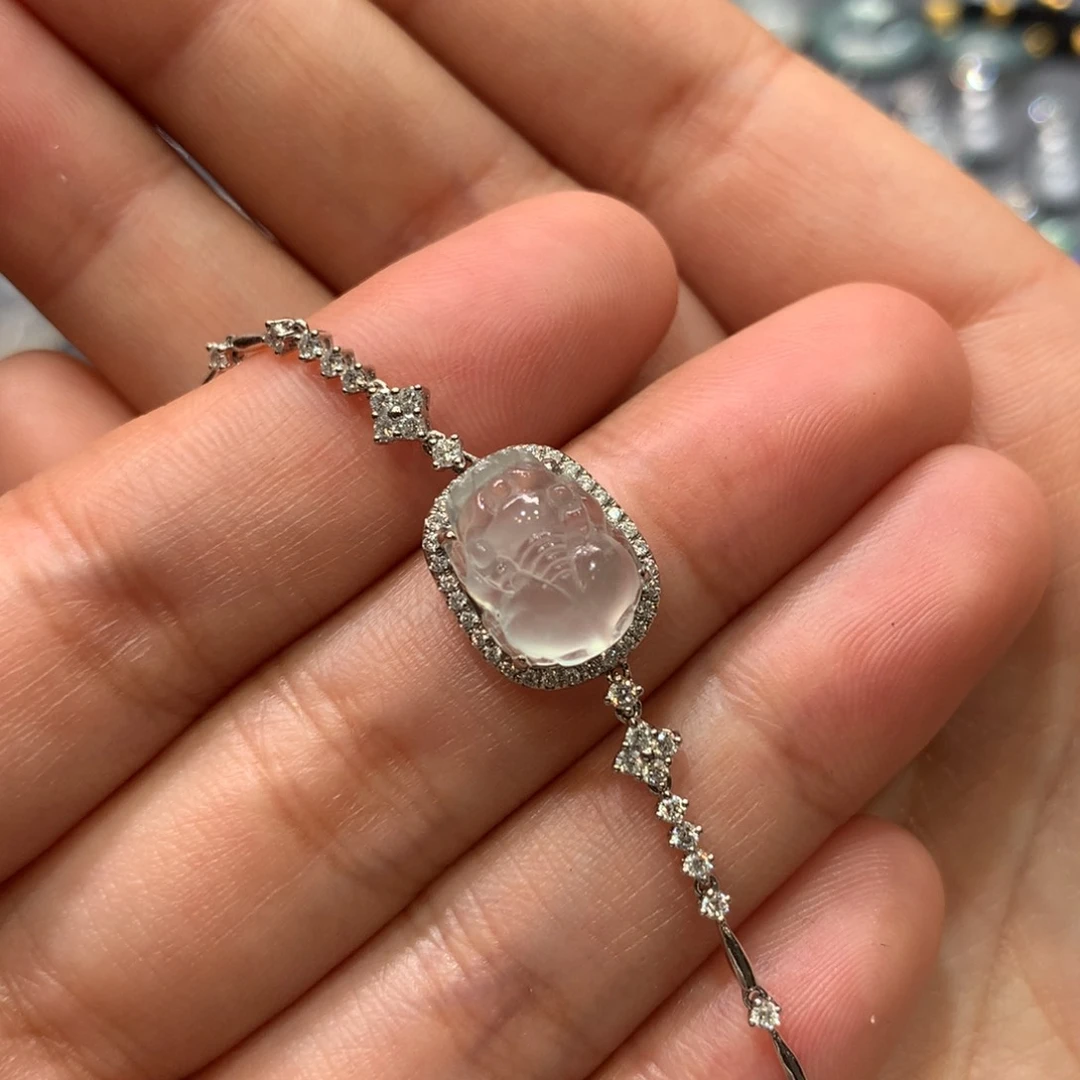 翡翠手链18K金镶嵌手链