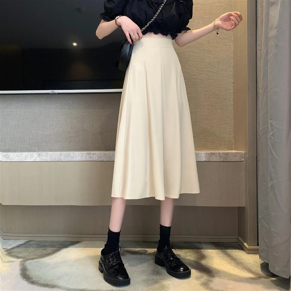 魅力无限~大码高腰胖mm包臀显瘦百搭半身裙女黑色a字白色中长裙