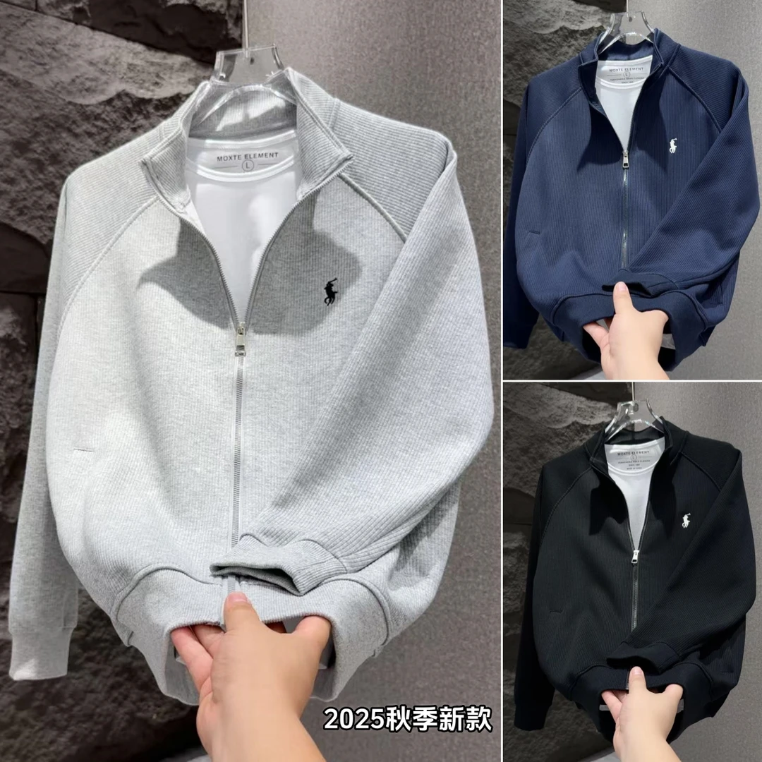 2025秋季新款时尚户外肌理感休闲外套立领拼接刺绣款潮流夹克男