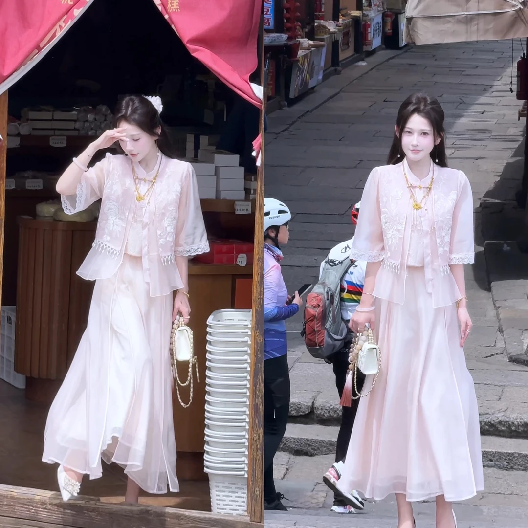 【婷婷】《牡丹亭•游园》刺绣马面裙显瘦套装 TTH2SX232【Q】