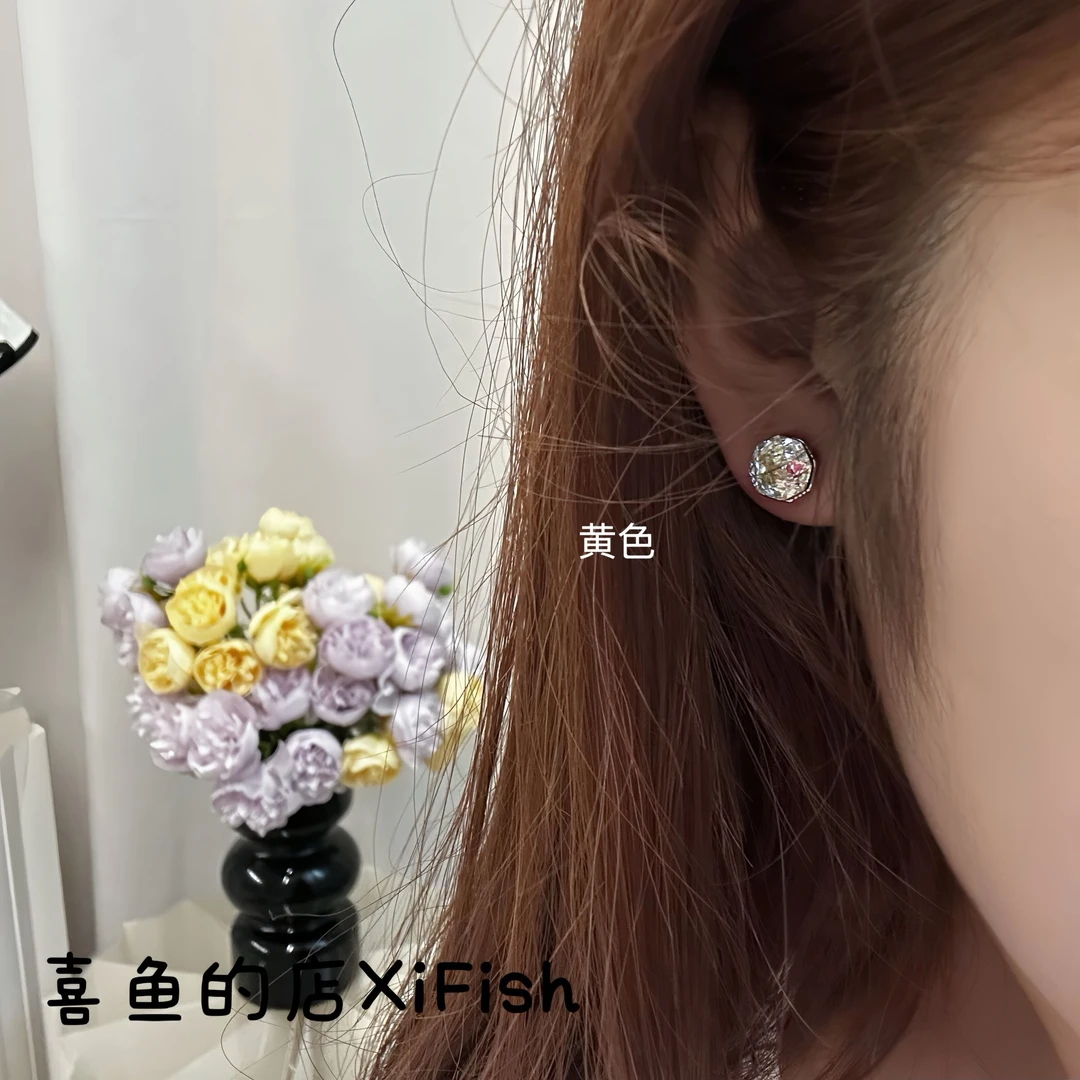 铜合金锆石耳饰 铜合金锆石耳饰【玫瑰切】耳钉迷你简约耳钉999纯银
