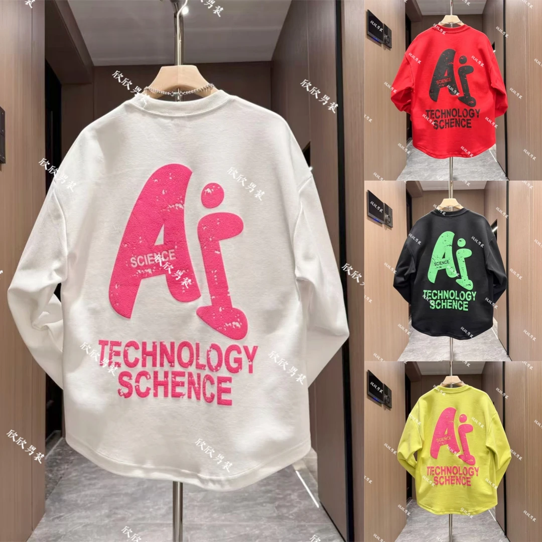 潮牌立体印花刺绣情侣款男士休闲宽松时尚卫衣