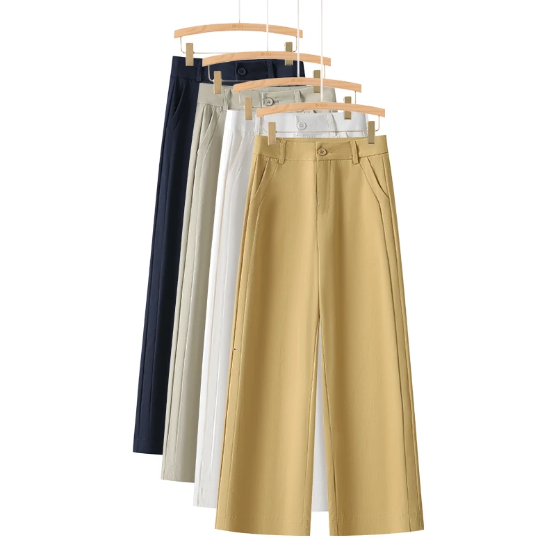 夏季新款超薄中空纱通勤休闲百搭高腰显瘦九分A版阔腿裤25137