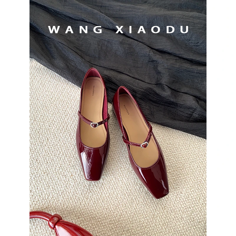 【王小毒】酒心方糖 方头玛丽珍女鞋2025年春季新亮钻单鞋女粗跟