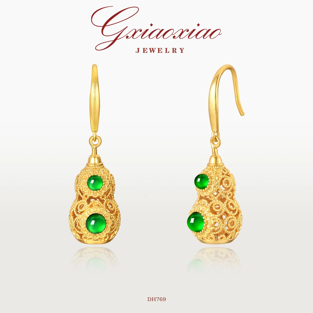 G XIAOXIAO 镀K金【福禄连连】高级感时尚百搭葫芦耳环 DH769