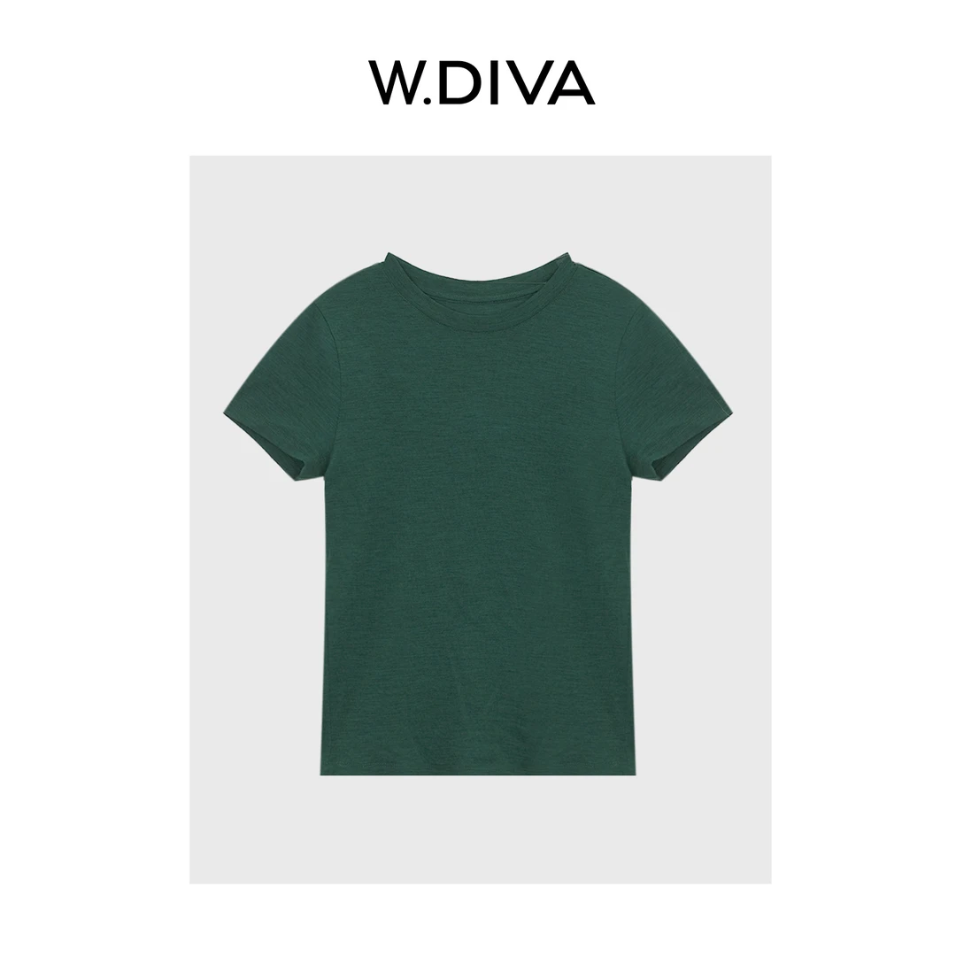 W.Diva【恒简】显瘦优雅慵懒品质休闲圆领短袖羊毛针织衫52Z262009