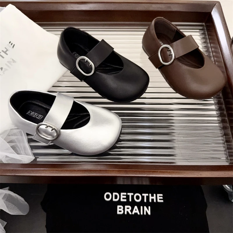 2025秋季新款儿童简约休闲单鞋女童韩版软底浅口皮鞋中大童潮鞋子