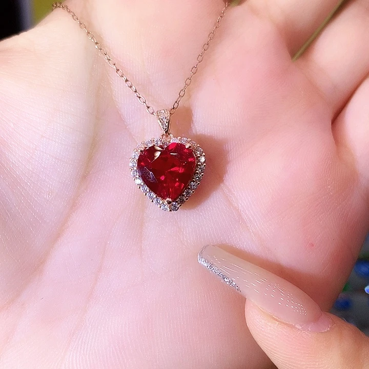 银S925镶嵌吊坠(赠链)红宝石