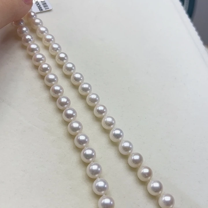 颈饰银S925镶嵌淡水珍珠➕8高品极光炫彩白