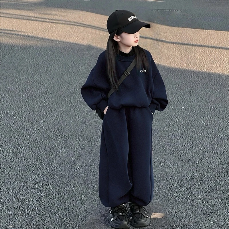 MUMUWU女童卫衣春秋款套装新款女孩中大童运动秋冬加绒洋气两件套