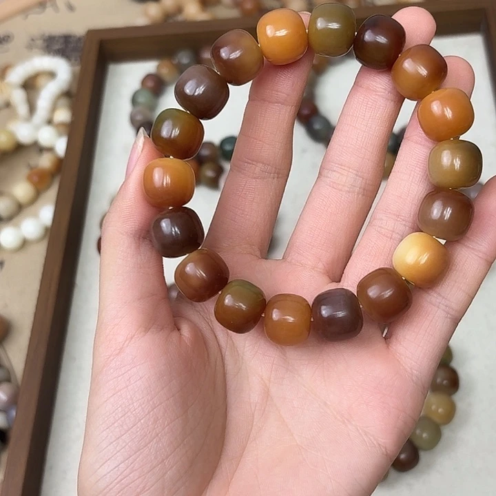 旋***手串菩提根/象牙果卡14手工干磨桶珠