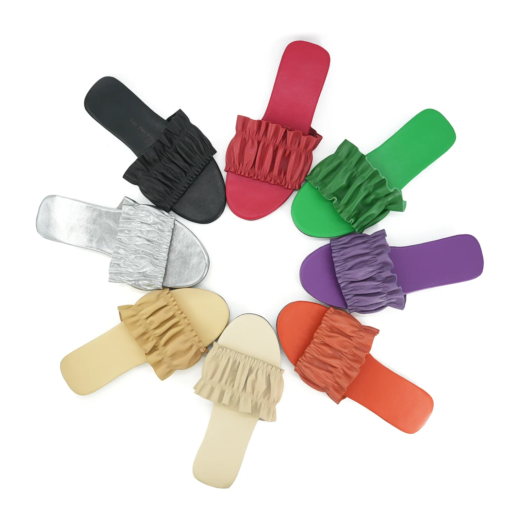 【小刚懂鞋】2025小众夏季女款女士平跟拖鞋经典纯色休闲露趾 520-3