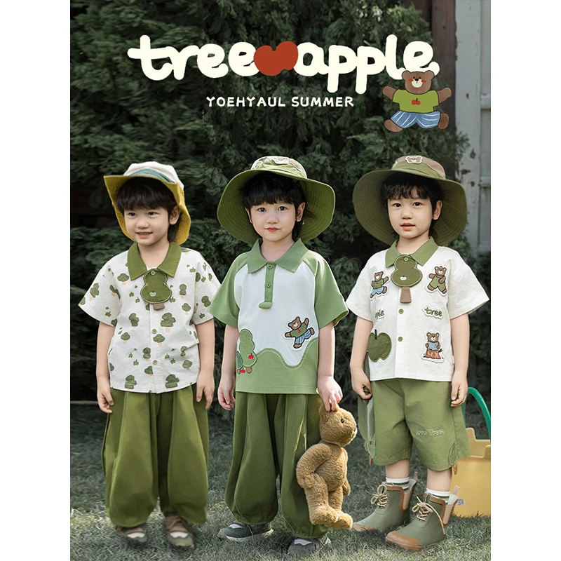 YOEHYAUL/幼悠夏三波【爱吃苹果】男童原创苹果熊系汉服长裤 N6037