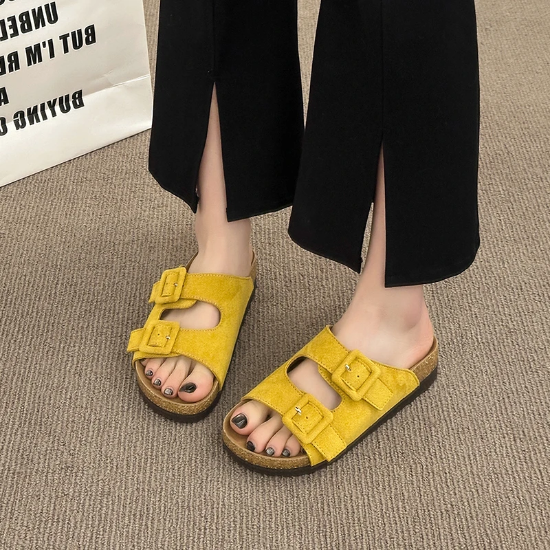 厚底勃肯拖鞋女夏季外穿2024年新款仙女森系复古平底凉拖一字拖鞋