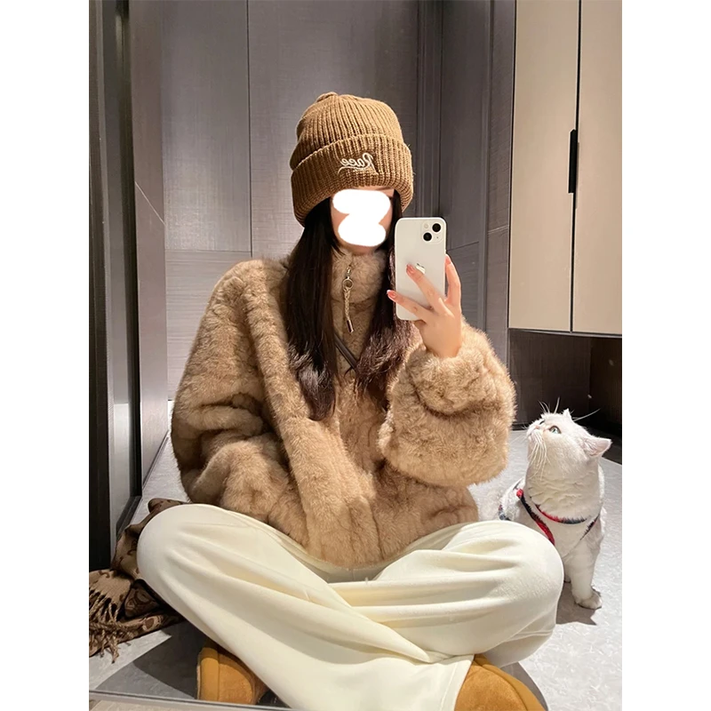 韩版羊羔毛皮毛一体外套女2025冬季新款加厚宽松短款毛绒保暖上衣