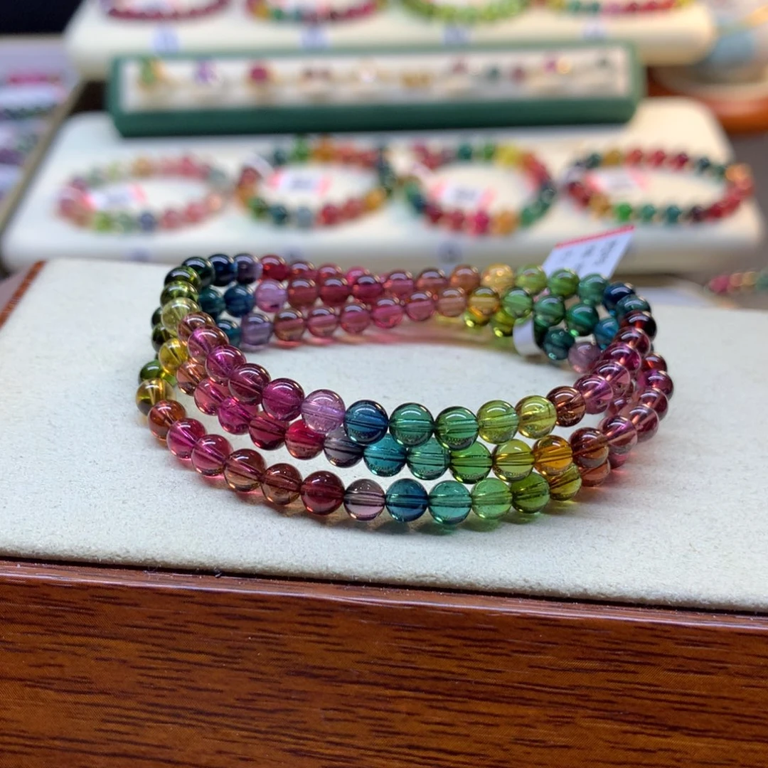 手串未镶嵌碧玺艳丽彩虹三圈