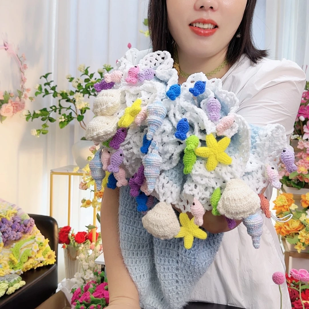 莱赛尔纤维棉手工钩织毛毯
