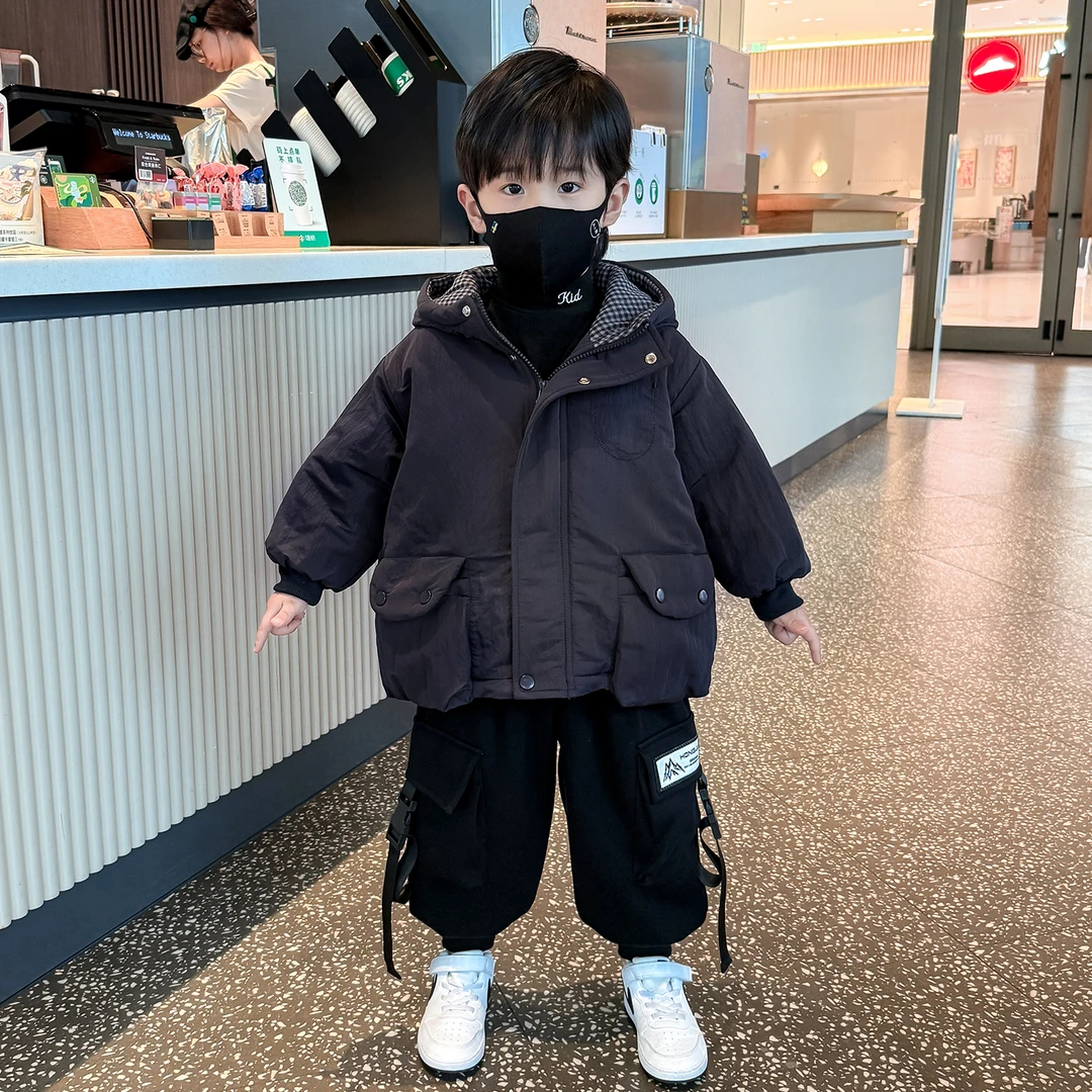 儿童棉衣外套2025冬季新款宝宝夹棉加厚棉服男童酷帅冬装男孩衣服