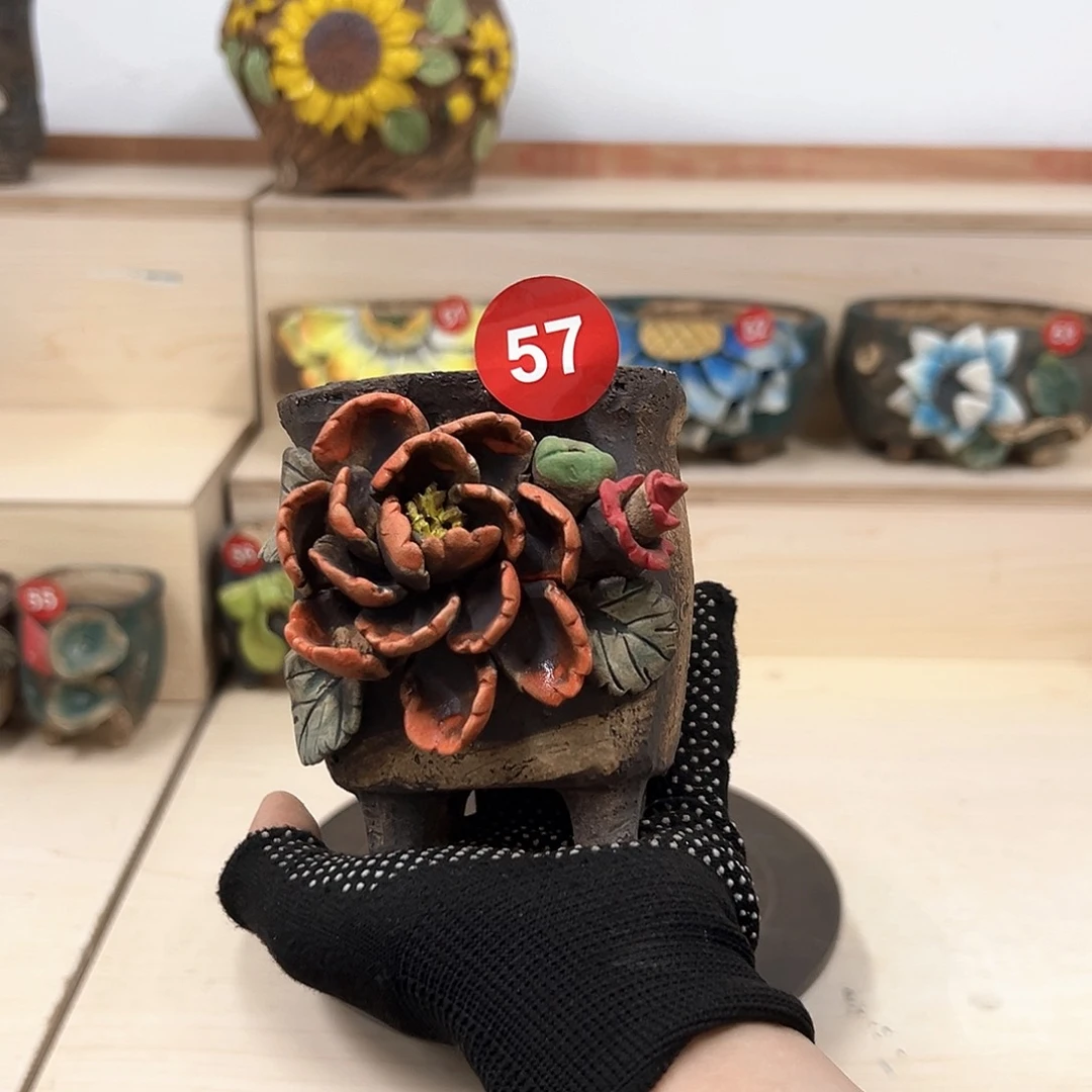 紫砂花盆57号内口7.5×7外高10