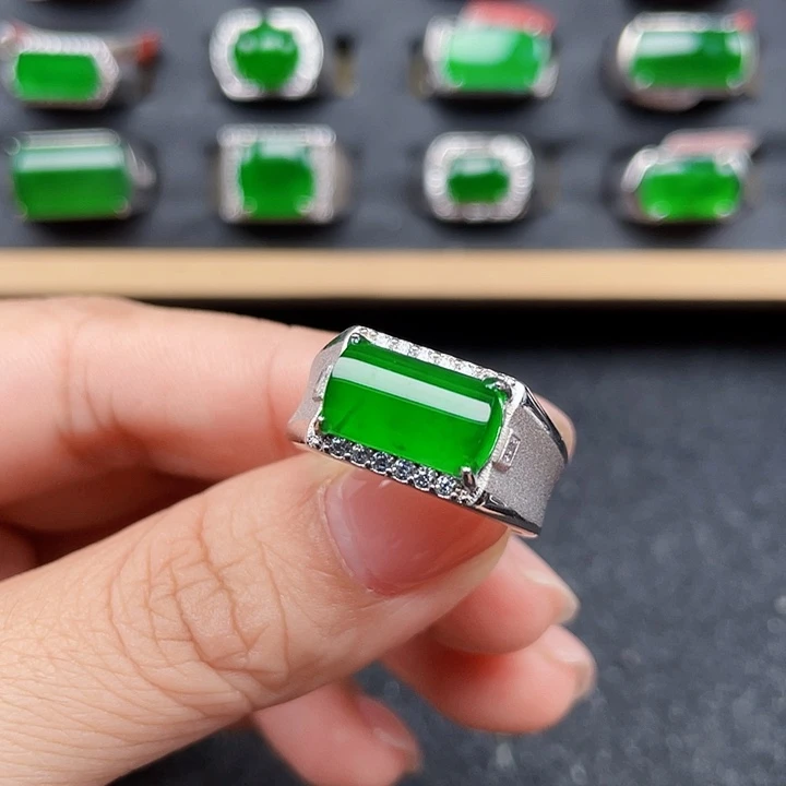 翡翠银S925镶嵌戒指编号3950没运费险