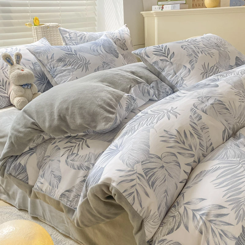 宜家风A面全棉B版牛奶绒被套单件150x200x230宿舍家用纯棉被罩套