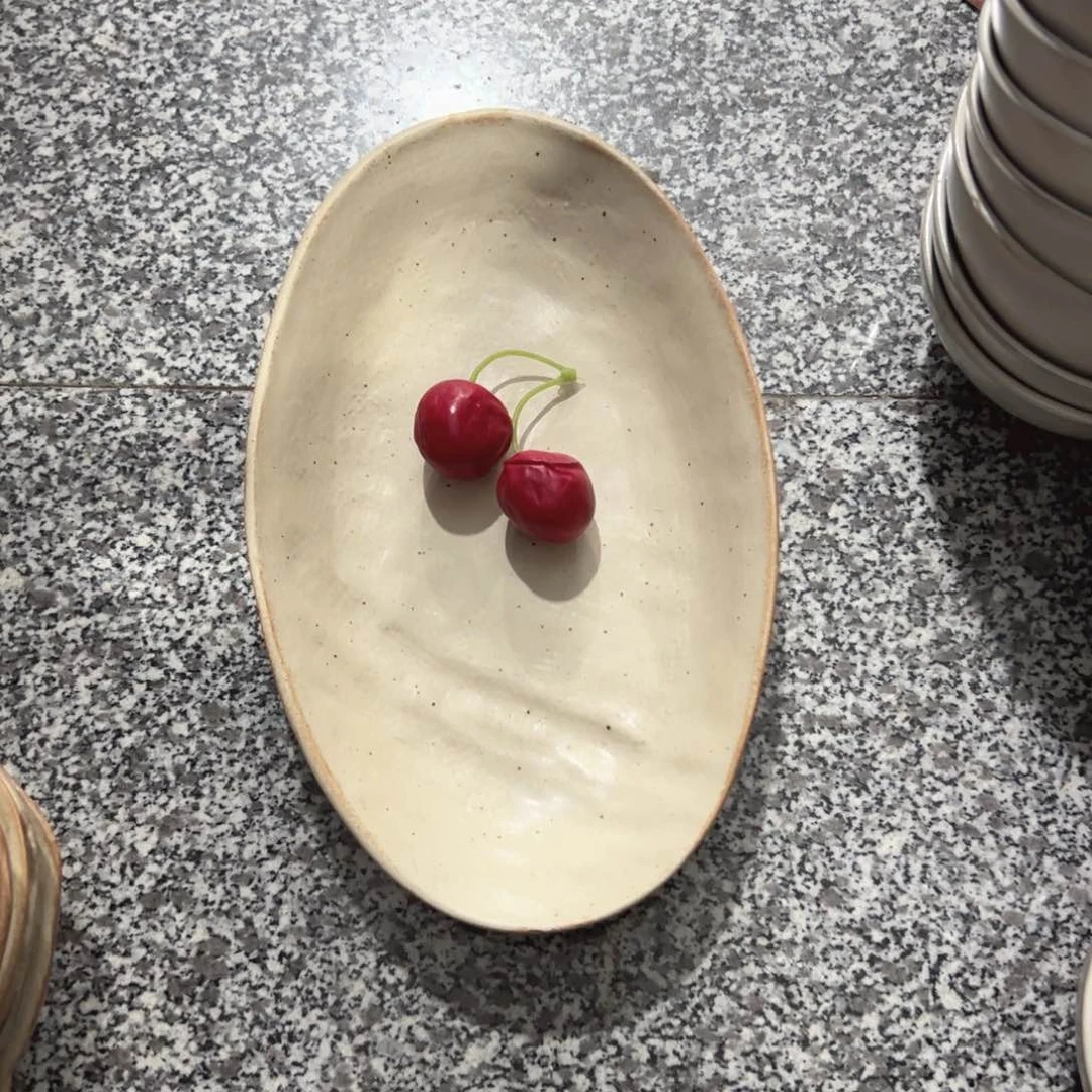 瓷B***?纯手工柴烧系列鱼盘