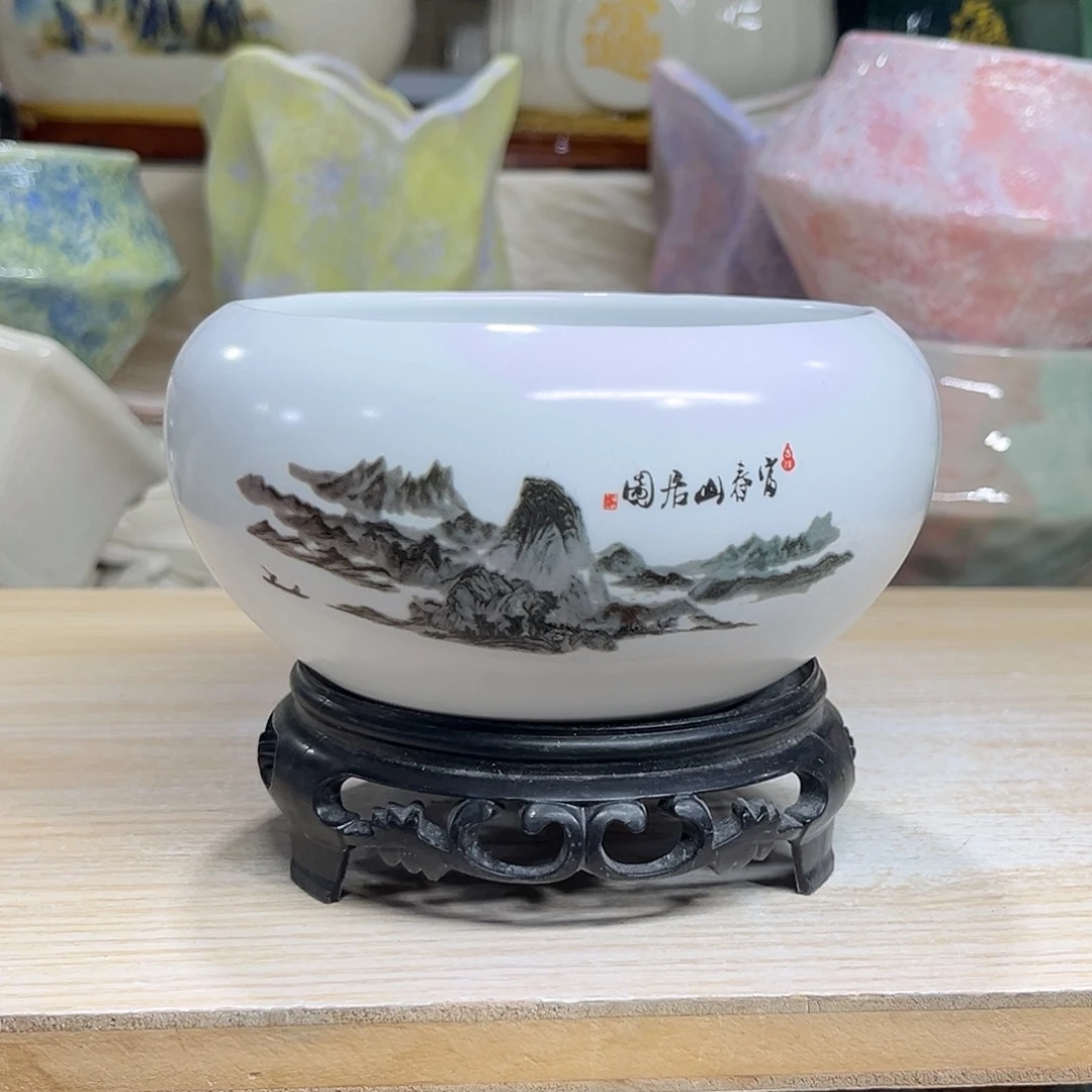 陶瓷绿植多肉微瑕花盆外口径：12*7.5无孔